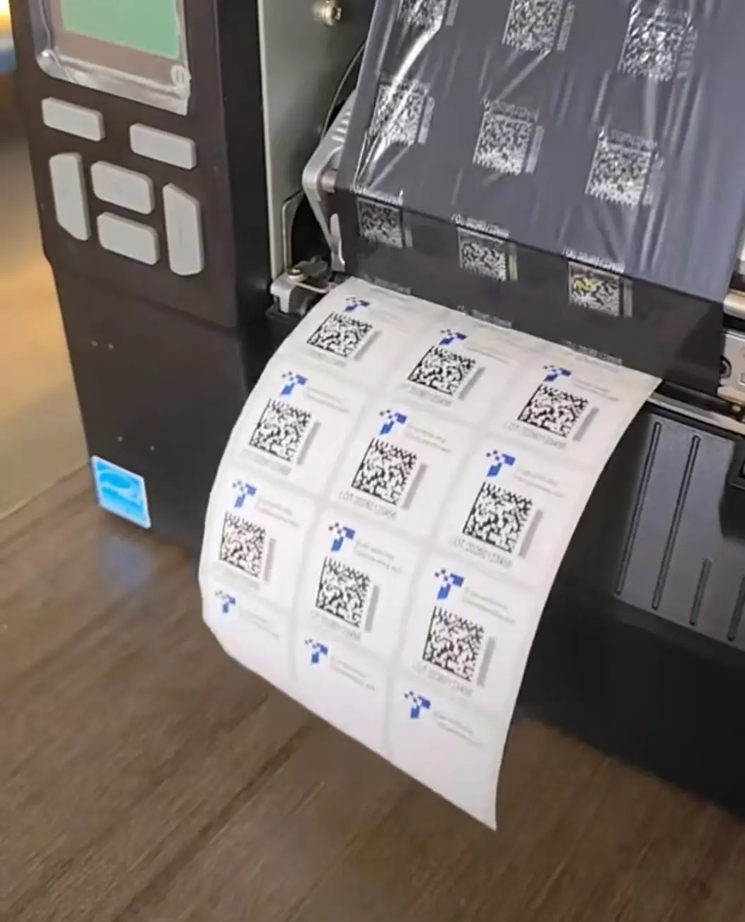 Transparency labels printed in sequence, one unique code per label