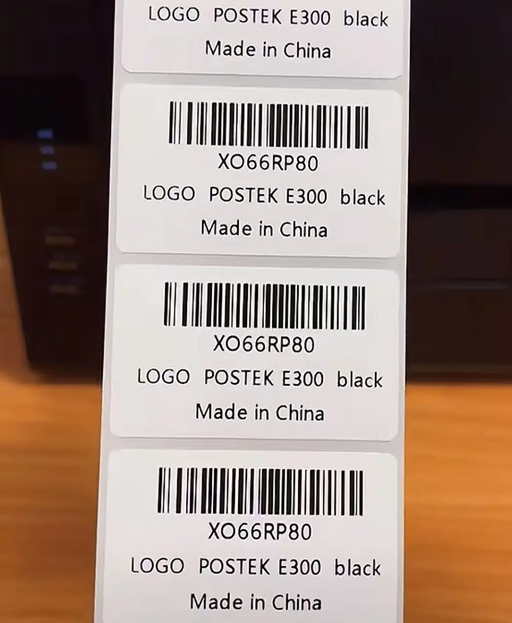 Product barcode stickers with Made in China origin text